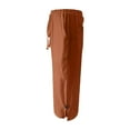 thumbnail image 4 of YUANGUANST Women's Wide Leg Pants Womens Linen Striped Summer Pants 2025 Cropped Casual Loose Fit Petite Straight Pinstripe Shorts Business Work Casual Pants, 4 of 4