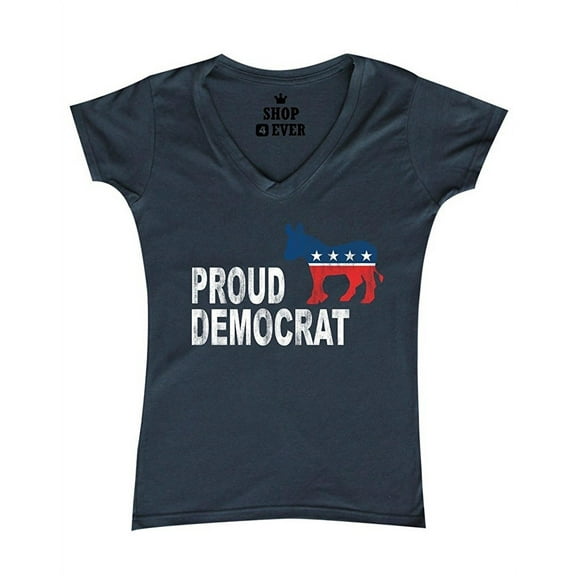 Women's T-Shirt V-Neck Short Sleeve - Proud Democrat