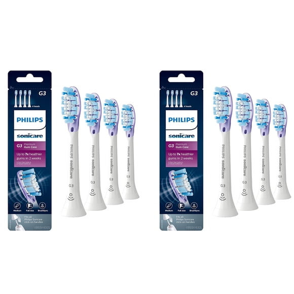 G3 Premium Gum Care Replacement Toothbrush Heads Compatible with Philips Sonicare Electric Toothbrush Brush Heads,HX9054,8 Pack,White