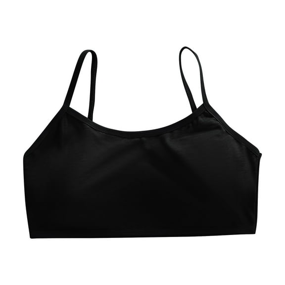 Lumtrix Girls Training Bras Spaghetti Straps Padded Bras Casual Solid Elastic Camisoles Black One Size