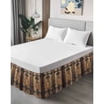 thumbnail image 4 of Rustic Wooden Door Wrap Around Bed Skirts for Queen Bed 16" Drop,Bed Skirt with Adjustable Elastic Belt Dust Ruffle Bed Valance for Bedroom Hotel Brown Black Farmhouse Country Vintage Bed Frame Cover, 4 of 7