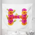 thumbnail image 1 of Flower Alphabet Tapestry, Colorful Blooming Design of Gerbera Petals as Letter H, Fabric Wall Hanging Decor for Bedroom Living Room Dorm, 5 Sizes, Marigold Hot Pink and Green, by Ambesonne, 1 of 1