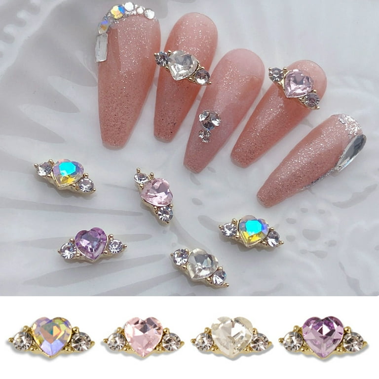 4 Colors Colorful Rhinestone Women Fashion Acrylic Alloy Nail Diamonds  Craft Accessories Nail Art Decorations