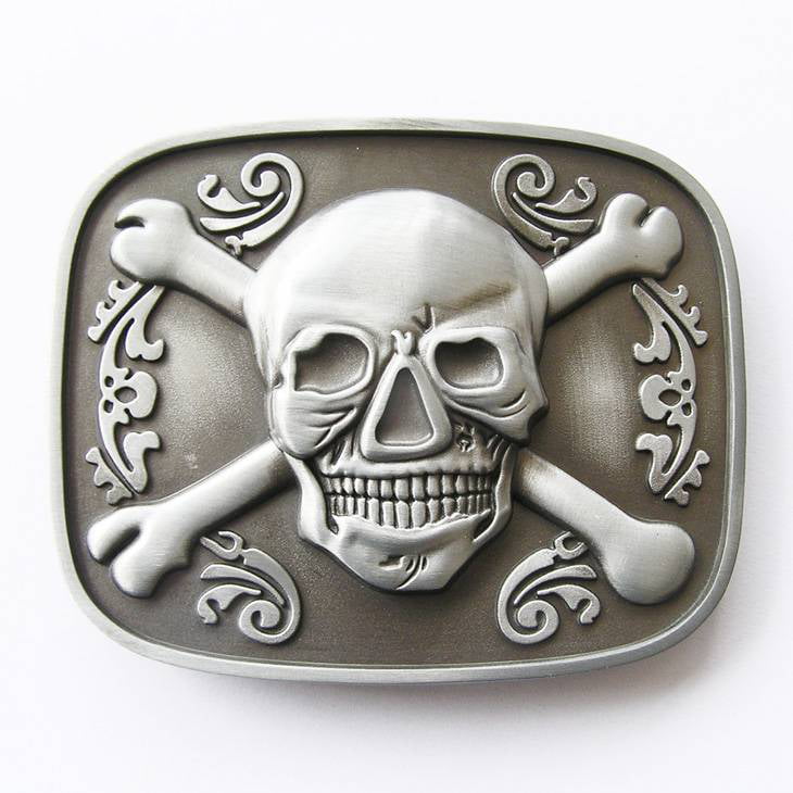 Skull Bones Pirate Eye Patch Metal Belt Buckle