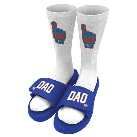 Unisex ISlide Blue Oklahoma City Thunder #1 Dad Socks & Slide Sandals Bundle