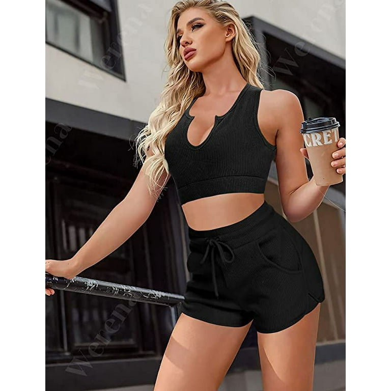 Biker shorts and sports bra set hot sale