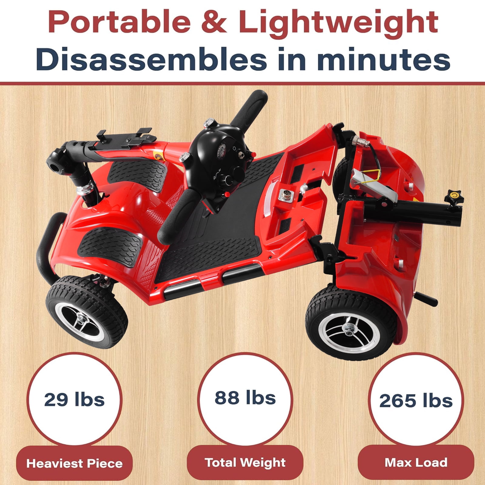 30 Miles Long Range 4 Wheel Electric Mobility Scooter with 350W Motor, Foldable Mobility Scooter for Adults/Seniors, 300LBS Capacity, Cup Holder, USB Port, Compact & Portable for Elderly, Silver