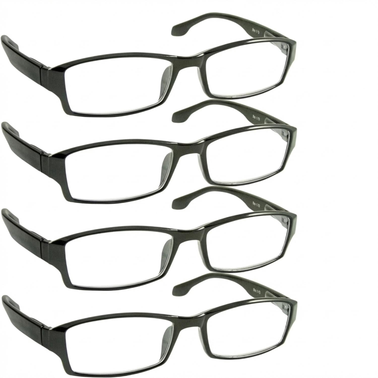 TruVision Readers Unisex Rectangle Frame 6.00 Reading Glasses, 4 Pack