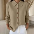 thumbnail image 6 of Sheghy Going Out Tops for Women 2026 Cool Season Hooded Button Up Knit Cardigan Solid Color Long Sleeve Outerwear Khaki M, 6 of 6