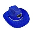 thumbnail image 6 of HJYCHN Sparkly Sequin Cowboy Hat with Suede String Trim Elegant Wide Brim Western Design for Parties and All Season Wear Blue One Size, 6 of 6