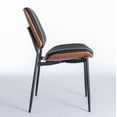 thumbnail image 5 of Dining Chairs Set of 2, Mid Century Modern PU Leather Accent Chair, Walnu Upholstered Side Chair with Metal Legs for Dining Room, Kitchen, Living Room, Bedroom, Small Spaces, PU Black, 5 of 19