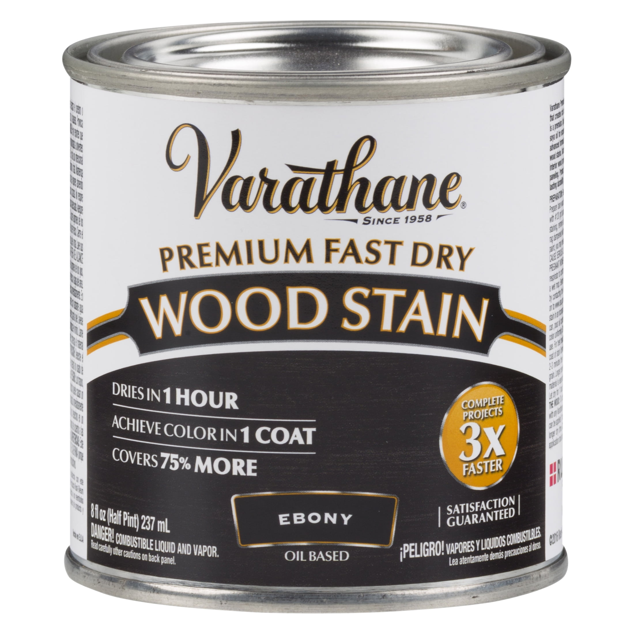 4 Pack, Ebony, Varathane Premium Fast Dry Wood Stain-269400, Half Pint