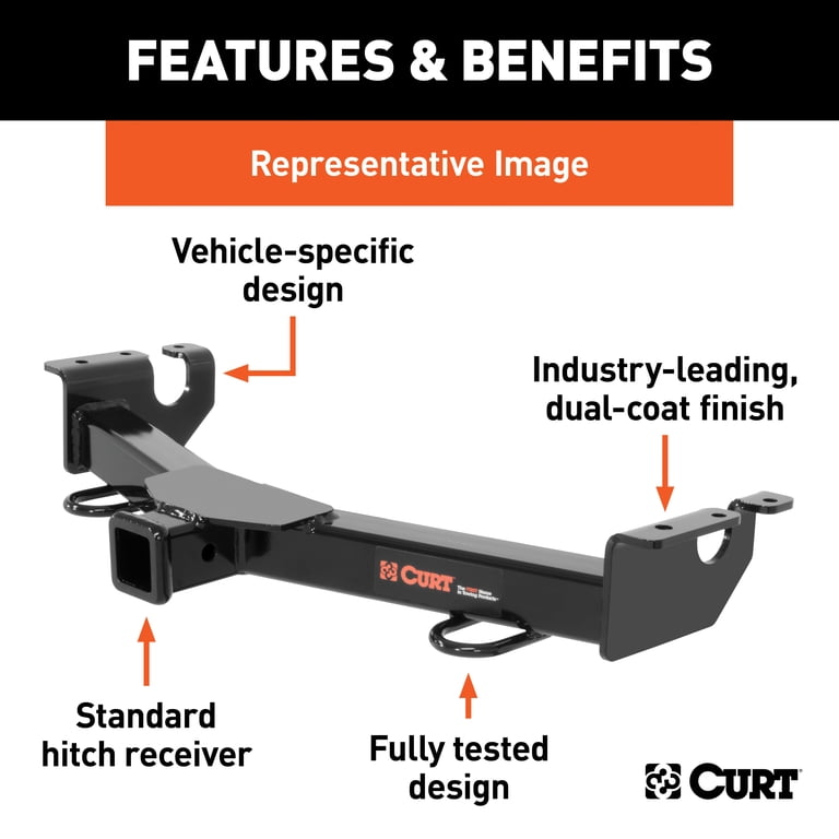 CURT 15902 Class 5 Weld-On Trailer Hitch - 2-Inch Receiver, 15,000 Lbs GTW, Fits 18" To 43" Wide Truck Frames