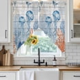 thumbnail image 2 of Summer Ocean Swag Valances for Windows 2 Pack Blue Jellyfish Orange Corals Shells Wood Grain Swag Kitchen Curtains 63 Inches Long Rod Pocket Short Window Treatment for Kitchen Bathroom 36"x63", 2 of 9