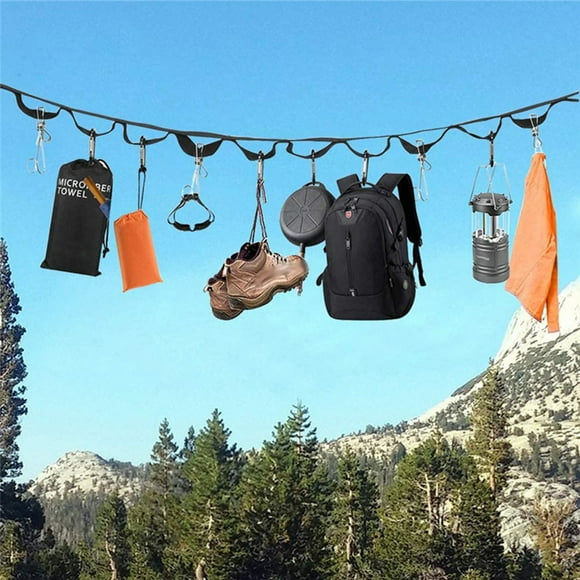 LJNYFDC Camping Lanyard Rope 1 Set Camping Clothesline with Hooks Wear resistant Strong Load bearing Quick Release Campsite Storage Strap for Tent Accessories