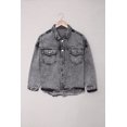 thumbnail image 1 of POGLIP Women's Grey Bleach Wash Denim Jacket, 1 of 6