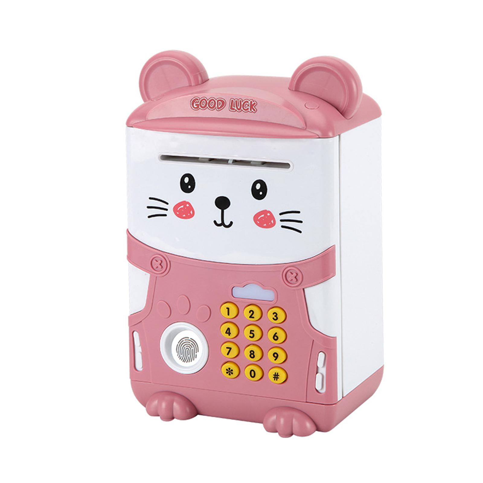 Mini Piggy Bank, ABS Interactive Piggy Bank Simulated By Fingerprint Detection pink