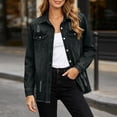 thumbnail image 2 of Women's Loose Fit Long Sleeve Button Lapel Pocket Cowboy Tops Solid Color Blouse Comfy Casual Daily Wear Weekend Outfits | CSEONE,Black L, 2 of 7
