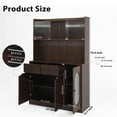 thumbnail image 2 of HIUU 71''Tall Freestanding Tall Pantry Cabinet with Drawers, Cabinet with Microwave Stand and Charge Station for Living Room,Kitchen (Walnut), 2 of 10