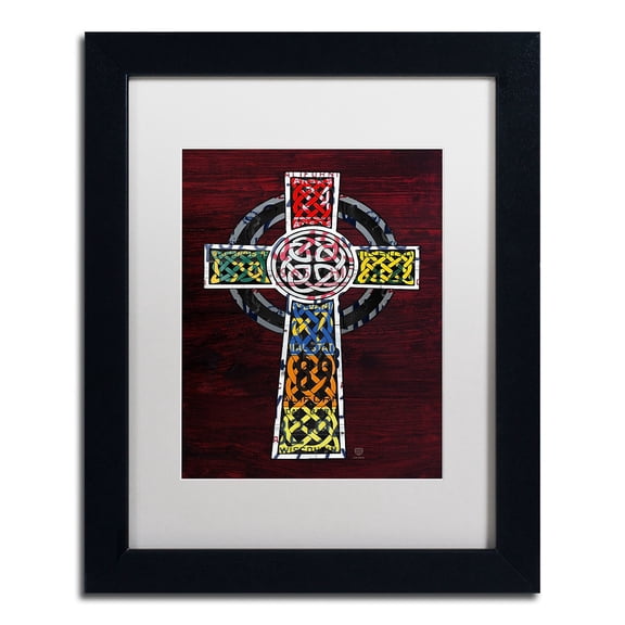Trademark Fine Art 'Celtic Cross' Canvas Art by Design Turnpike, White Matte, Black Frame