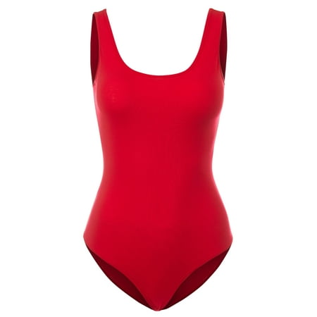 Women s Scoop Neck Sleeveless Stretch Cotton Bodysuit Tank Top