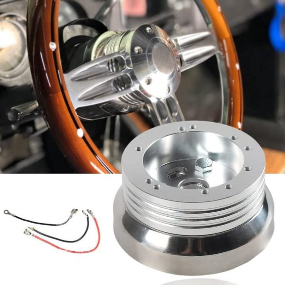 YIUIY 5 & 6 Hole Billet Steering Wheel Hub Adapter Silver
