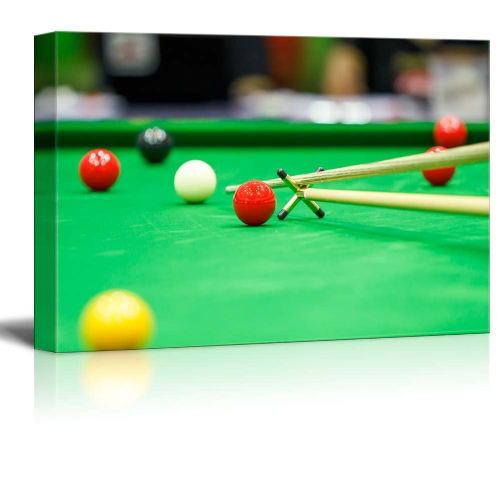 Canvas Prints Wall Art - Ball and Snooker Player Pool/Billiards Game Modern Wall Decor/Home Decoration Stretched Gallery Canvas Wrap Giclee Print and Ready to Hang