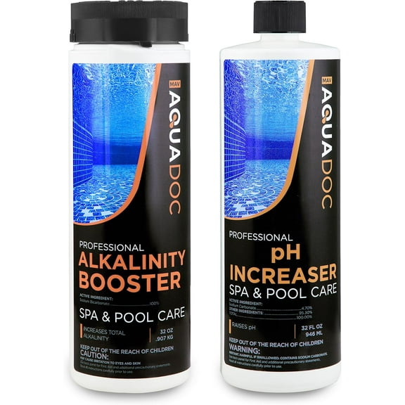 AquaDoc Spa Alkalinity Increaser and pH Increaser for Hot Tub Bundle - Includes 32oz pH Up and 32oz Alkalinity Up for Hot Tub - Spa Chemicals to Help Balance Water - Made in USA