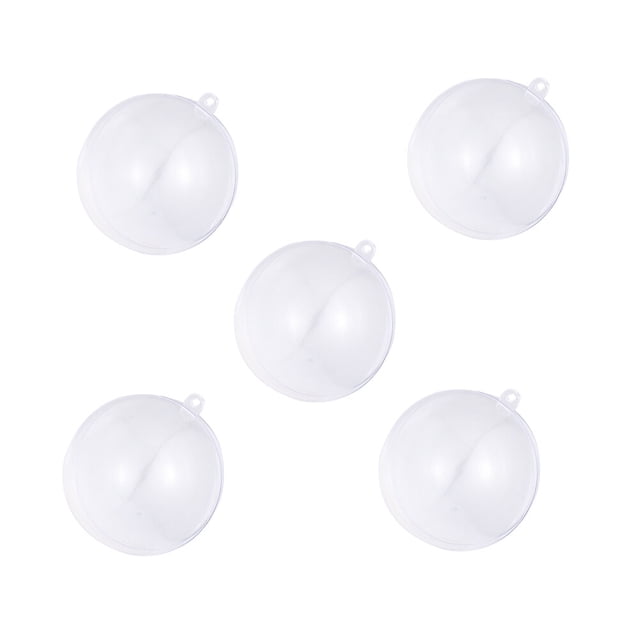 RomaMX 5 piezas Bolas de Navidad Bolas redondas de plástico ligero Bolas huecas transparentes Bolas colgantes de fiesta de Navidad para festival de vacaciones (10 cm)