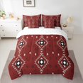 thumbnail image 3 of Manfei Vintage Boho Aztec Twin Bedding Sets 7-Piece for Adult, Maroon Abstract Ombre Bedding Comforter Set, Hippie Mandala Style Reversible Sheet Sets, Luxury Bedroom Decor, 3 of 8