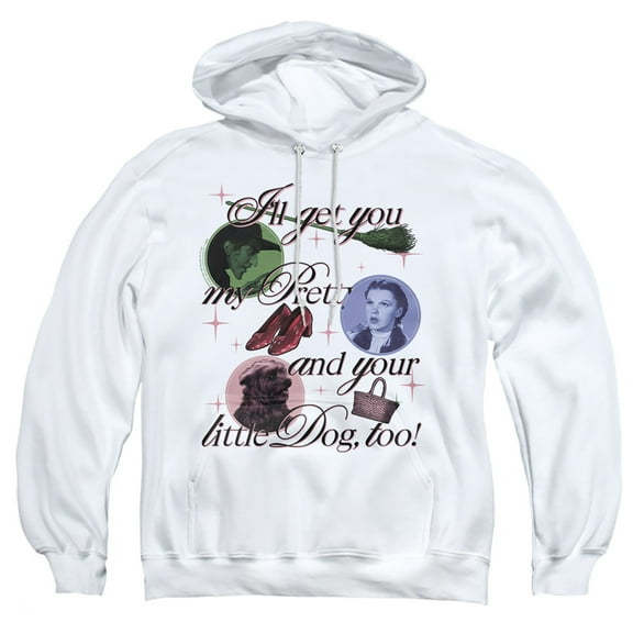 The Wizard of Oz I'll Get You My Pretty Adult Pull-Over Hoodie, White, Small