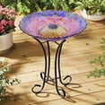 thumbnail image 2 of Hi-Line Gift 78415-H Solar Floral Glass Bird Bath with Stand, 2 of 2