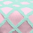thumbnail image 4 of 1 Piece Luxury Two Tone Diamond Ruffle Pattern Comforter Super Soft, All Season 800 Thread Count, 100% Egyptian Cotton, Super King Size Light Pink-Aqua Blue Color, 4 of 4