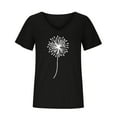 thumbnail image 4 of Summer Saving Wycnly Womens Shirts V-Neck Short Sleeve Dandelion Print Summer Cute Tops Fashion Comfy Loose Fit Breathable Pullover Blouses Black xxl Clearance Clothes, 4 of 5