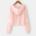 thumbnail image 4 of Short Clothes Sleeve Hoodies Girls Kids Sweatshirts Long Hooded Pullover Striped Teen Tops Girls Tops, 4 of 7