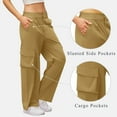 thumbnail image 6 of AINIYS Women's Cargo Pants Low Waist Baggy Pants Travel Casual Trendy Stretchy Wide Leg Hiking with Pockets Khaki XL, 6 of 6