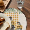 thumbnail image 3 of Sunflower Gnomes Round 15 Inch Placemats Set of 4, Spring Eucalyptus Floral Orange Plaid HeatResistant Non Slip Place Mats for Dining Table, Wipeable Braided Kitchen Table Mats for Housewarming, 3 of 9