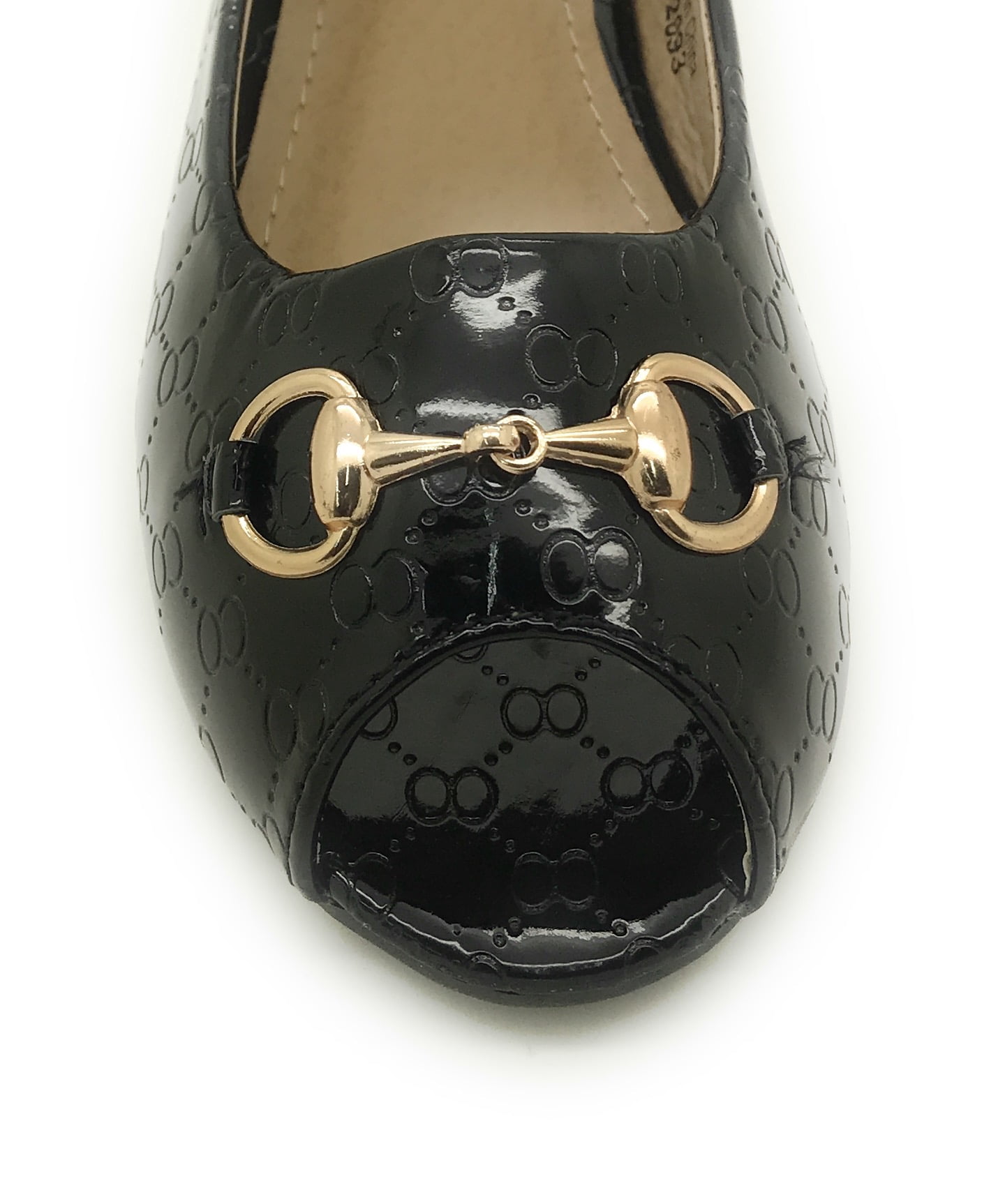 Victoria K Open Toe Gold Buckle Ballerina Flats (Women)