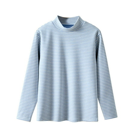 

WOYY Toddler Boy s Striped T Shirt Stretch Long Sleeve T-Shirt Warm High Neck Undershirt