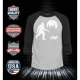thumbnail image 2 of Shop4Ever Men's  Bigfoot Walking Wiener Dog Funny Sasquatch Dachshund Raglan Baseball Shirt XX-Large Heather Grey/Black, 2 of 4