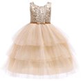 thumbnail image 1 of KONBECA Baby Girls Princess Dress, Little Girls Party Wedding Dresses, Evening Mesh Lace Dress Birthday Dress, Kids Pageant Flower Girl Sleeveless Dress, Birthday Gifts for Girls Gold (5-6 Years), 1 of 7