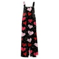 thumbnail image 4 of Fgvctg Valentine's Day Jumpsuits for Women Overalls Sleeveless Date Night Spaghetti Straps Overalls Casual Wide Leg Pant Love Heart Graphic Bib Overalls Rompers Sprimg Pant With Pockets Black XL, 4 of 7