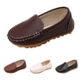thumbnail image 4 of GiLiling Girls Casual Loafers, Slip-On Microfiber Leather Shoes with Non-Slip TPR Sole, Comfortable Flat Footwear for School Daily Wear (Brown, 6-7 Years), 4 of 5