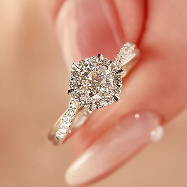 Anillo de plata para mujer con estrella tejida de moissanita, anillo de diamantes de 1 quilate, anillo femenino con brazo retorcido y boca abierta