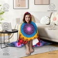 thumbnail image 4 of Wearable Blanket,Colorful Tie Dye Floral Mandala Pattern Hooded Wearable Flannel Blanket for Adults & Teens,Winter Poncho Shawl Wrap Cape Cozy Anti-Pill,50"x60", 4 of 5