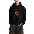 thumbnail image 4 of Mifsaly Mens Womens Halloween Hoodie Cute Black Graphic Hooded Fleece Pullover Sweatshirt with Kangaroo Pocket Comfortable Warm Fall Festival Party Clothes Black,XL, 4 of 5