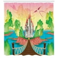thumbnail image 3 of Ambesonne Cartoon Shower Curtain, Wooden Bridge and Bird, 69"Wx84"L, Multicolor, 3 of 3