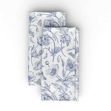 

Cotton Sateen Dinner Napkins (Set of 2) - Poppies Butterflies Vintage Floral Retro Victorian Print Cloth Dinner Napkins by Spoonflower