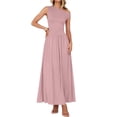 thumbnail image 3 of Women'S Summer Sleeveless Maxi Dress One Shoulder Casual Slim Swing Pleated Formal Dresses with Pockets Pink XL, 3 of 9