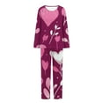 thumbnail image 5 of Sleepwear for Women Plus Size Hearts Print Breathable Pajama Sets with Pants Casual Crew Neck Long Sleeve Sleepwear Summer Pjs for Women, 5 of 6